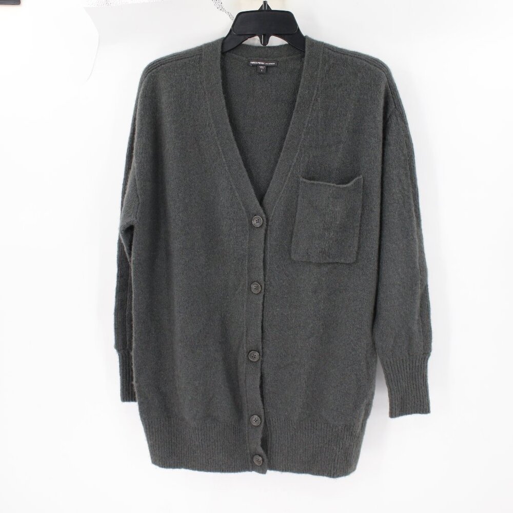 JAMES PERSE sweater Cardigan Womens 1 Cashmere Knit Long Sleeve V Neck green